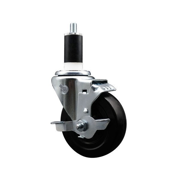 Service Caster 4'' SS Soft Rubber Swivel 1-3/8'' Expanding Stem Caster with Brake SCC-SSEX20S414-SRS-TLB-138 - main